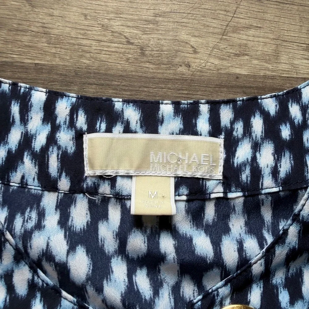 Michael Michael Kors Blue Grommet Sleeveless Blouse M